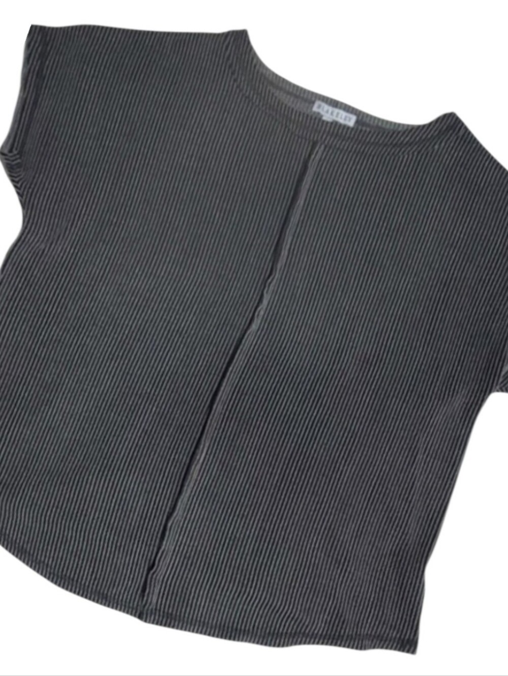 Blakeley Black Grey Striped Ribbed Knit Top Blouse Size 1X
